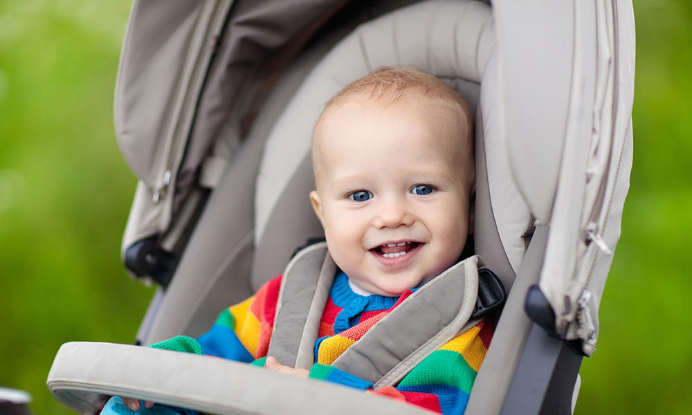 Baby-Kinderwagenstoff aus umweltverträglichen und umweltfreundlichen Materialien.