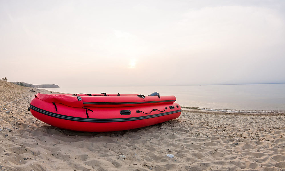 Tela para bote salvavidas inflable.