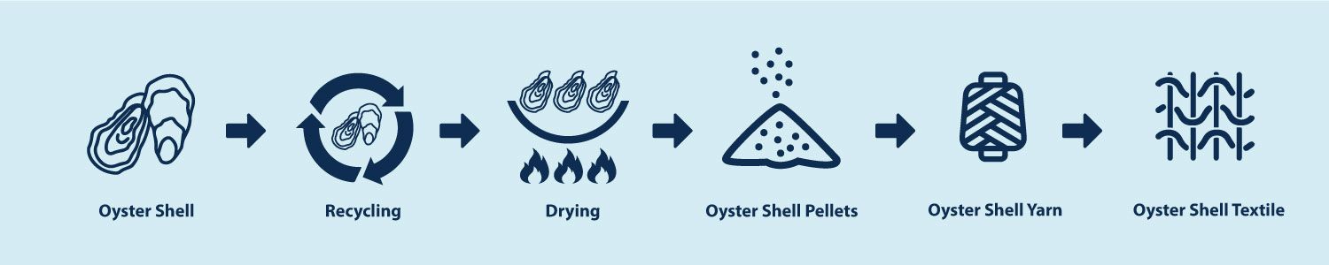 Scarti di gusci di ostrica riciclata, che rappresentano risorse naturali per il futuro.